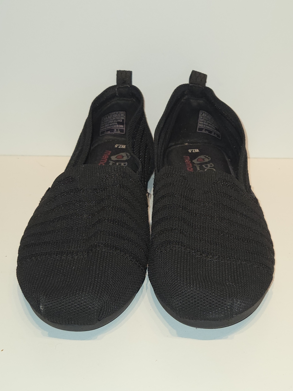 Skechers Bobs Black Slip-On Knit Women Shoes